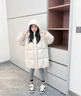 嘿小鵝2025兒童鵝絨服加厚中長(cháng)款羽絨服男童女童寶寶中大童冬季外套冬裝 米色 三防泡芙90白鵝絨 140 曬單實(shí)拍圖