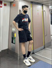 FILA斐樂(lè)官方男裝情侶多彩T夏季新款小狐貍刺繡純棉時(shí)尚休閑短袖T恤男 傳奇藍(lán)-NV M 170/92A/M 曬單實(shí)拍圖