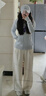 茯見2025新款女裝垂感山本褲夏季小個子高腰女褲西裝休閑褲闊腿褲子女 米白色 M 曬單實拍圖