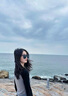 拉夏貝爾撞色拼接長(cháng)袖t恤女修身韓版內搭打底衫百搭插肩袖上衣 灰色 XL 曬單實(shí)拍圖