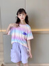 艾卡諾 I.KARNOW女童運動短褲夏季2025新款兒童五分褲薄款夏裝中褲女大童工裝褲子 9852漸變色+18442紫色【套裝】 160 曬單實拍圖
