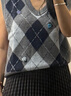 茵曼（INMAN）2025秋冬女裝新款學(xué)院風(fēng)菱格立體花朵針織馬甲V領(lǐng)背心毛衣 深花灰 XL 曬單實(shí)拍圖