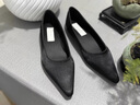 蜜凡蘇上班鞋女黑色皮鞋平底鞋夏季女尖頭淺口職業(yè)工作單鞋絨面平跟 黑 36 曬單實(shí)拍圖