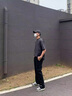 POUM彎刀微喇牛仔褲男裝美式高街痞帥拉鏈排扣夏季vibe直筒長褲子男士 WKXS- 387黑色  常規(guī) 2XL 【135-145斤】 曬單實拍圖