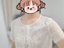 她池短款外套2025夏裝新款女裝簡(jiǎn)約單排扣短袖圓領(lǐng)外搭開衫T52B1639A 曬單實(shí)拍圖