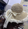 蕉京遮陽(yáng)草帽女夏防曬帽海邊沙灘遮陽(yáng)帽蕾絲花邊鏤空大帽檐草編帽子 蕾絲邊遮陽(yáng)帽【米色】 均碼 曬單實(shí)拍圖