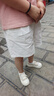 茵曼（INMAN）章若楠同款|茵曼通勤純棉短褲女2025年夏季新款五分直筒白色褲子 云朵白 29 曬單實(shí)拍圖