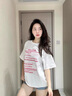 妙奕嘉印花白色短袖女夏季衣服新款潮流t恤上衣顯瘦遮肚子洋氣高級感 紅色字母印花圓領(lǐng)短袖【白色】 M 【建議95-105斤】 曬單實(shí)拍圖