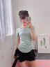 陶芙（taofu）羽毛球運動套裝女夏季寬松速干短袖防走光健身褲裙戶外跑步訓練服 綠色短袖+灰色三分裙褲 S 曬單實拍圖