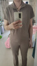 KVSV夏季新款休閑運動套裝女冰絲短袖洋氣顯瘦氣質(zhì)減齡直筒褲兩件套 淺咖色 XL 建議110-120斤 曬單實拍圖