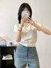 indicia標(biāo)記25夏新款輕薄簡約氣質(zhì)翻領(lǐng)針織短袖 L2B5ZZ079 白色 M 曬單實(shí)拍圖
