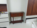 柏爾頓 美式全實(shí)木半圓玄關(guān)桌輕奢門(mén)廳入戶(hù)玄關(guān)臺客廳復古玄關(guān)柜靠墻柜子 胡桃色110*30*90 曬單實(shí)拍圖
