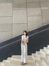 魯雅爾韓版牛仔褲女夏季百搭寬松舒適闊腿褲高級(jí)感氣質(zhì)顯瘦垂感鐮刀褲子 白色 L 曬單實(shí)拍圖