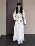 可愛kitty印花微透冰絲薄款長袖t恤女夏季寬松慵懶風(fēng)防曬罩衫上衣 白色 M 曬單實(shí)拍圖