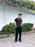 衣品天成高街闊腿牛仔褲男2025秋季新款寬松直筒褲松緊腰抽繩系帶褲子男 曬單實(shí)拍圖