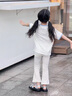 moonkids女童喇叭褲夏季薄款兒童波點(diǎn)休閑長褲小女孩2025夏裝九分微喇褲子 兩條裝【18378杏色+18361黑色】 160 cm 曬單實(shí)拍圖