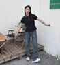 FILA 斐樂官方女子針織短袖領航POLO衫2025夏季新款時尚休閑涼感上衣 傳奇藍-NV XL 175/92A/XL 曬單實拍圖