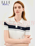ELLE ACTIVE優(yōu)雅撞色針織POLO衫女士春夏季休閑通勤百搭顯瘦毛織翻領(lǐng)T恤女 白色 2XL 曬單實(shí)拍圖