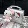 NEXT KISS凱蒂貓HelloKitty手提包女2025新款高顏值小方包百搭單肩斜挎包 銀色 曬單實拍圖