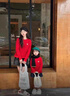 迪士尼過新年親子裝2025新款冬季紅色針織毛衣母子母女一家三四口秋冬裝 洋紅色 165 大人S碼(85-100斤)不分男女 曬單實拍圖