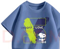 史努比（SNOOPY）童裝兒童短袖套裝男女童純棉t恤防蚊褲 靛藍(lán)字母+灰色皇冠  130 曬單實(shí)拍圖