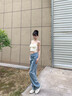 塔馳密司（TOUCH MISS）時髦高腰牛仔褲女春秋季輕奢復古窄版闊腿褲子 深藍 26 曬單實拍圖