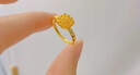 中國黃金（CHINA GOLD）黃金戒指女999足金拉絲小方糖開口戒指七夕情人節(jié)禮物送女友老婆 小方糖戒指金重約2.6g*玫瑰禮盒 曬單實拍圖