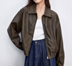 尚都比拉都市通勤PU皮衣女春裝寬松顯瘦夾克翻領(lǐng)機車(chē)外套 咖色  XL  曬單實(shí)拍圖