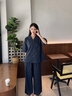 族瑪士夏季親膚全棉睡衣女2025新款純棉夏天中袖長褲寬松大碼家居服套裝 S85180#中袖長褲-條紋雅青藍(lán) M 【建議80-120斤穿】尺碼偏大 曬單實拍圖