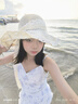 JIOESC草帽女沙灘帽夏季海邊草帽新款透氣蕾絲花邊鏤空防曬帽遮陽帽 花邊草帽【米白色】 帽圍58-60cm 曬單實(shí)拍圖
