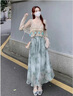 愛(ài)葵茵夏季碎花雪紡百褶高腰半身裙子女夏季2025新款小個(gè)子a字半裙長(zhǎng)裙 綠色 L 建議106-120斤 曬單實(shí)拍圖