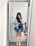 PMOG復(fù)古牛仔背帶連衣裙女夏季2025新款學(xué)院風(fēng)襯衫拼接吊帶裙兩件套裝 [三件套]襯衫+上衣+套裝裙 L 曬單實(shí)拍圖