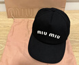 MIU MIU【七夕禮物】繆繆女士斜紋布棒球帽帽子 黑色/白色 S（57） 曬單實(shí)拍圖