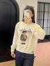 Teenie Weenie【趙露思同款】小熊女裝衛(wèi)衣25秋新款索羅娜大熊重工刺繡圓領(lǐng)上衣 象牙白 L 曬單實拍圖