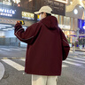 NASA RHUDE春季棒球服外套男秋冬夾克連帽潮流衣服男裝情侶裝休閑夾克男秋裝 酒紅 XL (建議體重140-160斤) 曬單實拍圖