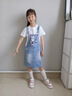 G.DUCKKIDS女童牛仔背帶裙套裝夏季2024新款中大童洋氣卡通短袖星黛露連衣裙 星黛露短袖+星黛露背帶裙 160 建議身高150-160cm 11-12歲 曬單實拍圖