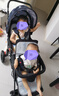 咕咚熊雙胞胎嬰兒推車可坐可躺輕便折疊寶寶手推車兒童雙人推車一大一小 星空藍(lán)+六輪橡膠輪+皮把手 曬單實拍圖