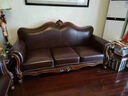 美式真皮沙發(fā)頭層牛皮歐式實(shí)木雕花客廳復古輕奢組合家具大小戶(hù)型 三人（油蠟仿皮） 曬單實(shí)拍圖