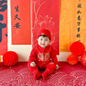 迪士尼（Disney）嬰兒連體衣秋冬款加絨滿(mǎn)月服嬰幼兒秋裝抓周禮服周歲寶寶喜慶衣服 紅色 福氣滿(mǎn)滿(mǎn) 59cm 曬單實(shí)拍圖
