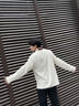 名創(chuàng  )優(yōu)品（MINISO）華夫格長(cháng)袖t恤男220G重磅圓領(lǐng)春秋季耐磨抗皺打底衫 棕櫚綠 L  曬單實(shí)拍圖