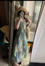 麓格立吊帶氣質(zhì)連衣裙女2025年夏季新款印花顯瘦收腰海邊氛圍感長裙子女 吊帶連衣裙【S】 曬單實拍圖