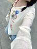 瑜尚臻品杏色減齡可愛(ài)狗狗印花長(cháng)袖T恤女夏季寬松休閑慵懶風(fēng)高級感u領(lǐng)上衣 防曬罩衫【白色 均碼】 曬單實(shí)拍圖