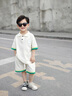 Svecymikov國際品牌男童夏季套裝兒童夏裝POLO衫短袖兩件套2025新款男孩衣服 米色 150 cm 曬單實(shí)拍圖