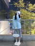 DRPR品牌女裝新品拼接羽絨服外套女白鴨絨小香風(fēng)2025冬季小個(gè)子收腰 藍色 S 曬單實(shí)拍圖