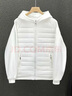 尡韻2025年秋冬季潮牌高級感成熟穩重男裝輕薄款連帽休閑拼接棉衣外套 白色 XL 曬單實(shí)拍圖