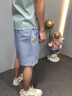 馬克華菲牛仔短褲男士夏季冰絲薄款寬松休閑五分褲潮流外穿中褲子 9837復(fù)古藍(lán)色 XL 曬單實(shí)拍圖