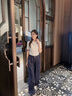 香影闊腿牛仔褲女直筒2025夏裝新款慵懶松弛感褲子寬松藏青拖地褲 藏青 S 155/80A/85-95斤 曬單實(shí)拍圖