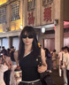 多菲尼森甜辣妹飄帶撞色斜肩吊帶背心女夏季字母刺繡修身顯瘦針織無袖上衣 撞色斜肩吊帶M碼 曬單實拍圖