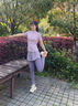 PHIGEER健身衣服女2025新款網(wǎng)孔透氣短袖瑜伽服高端專(zhuān)業(yè)跑步速干運動(dòng)套裝 粉紫兩件套（紫褲） M 【推薦90-108斤】 曬單實(shí)拍圖