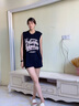 嵐朵蘭甜辣妹T恤女小眾無袖背心女夏季美式復(fù)古黑色寬松體恤上衣女 黑色 XL 120-135斤 曬單實拍圖